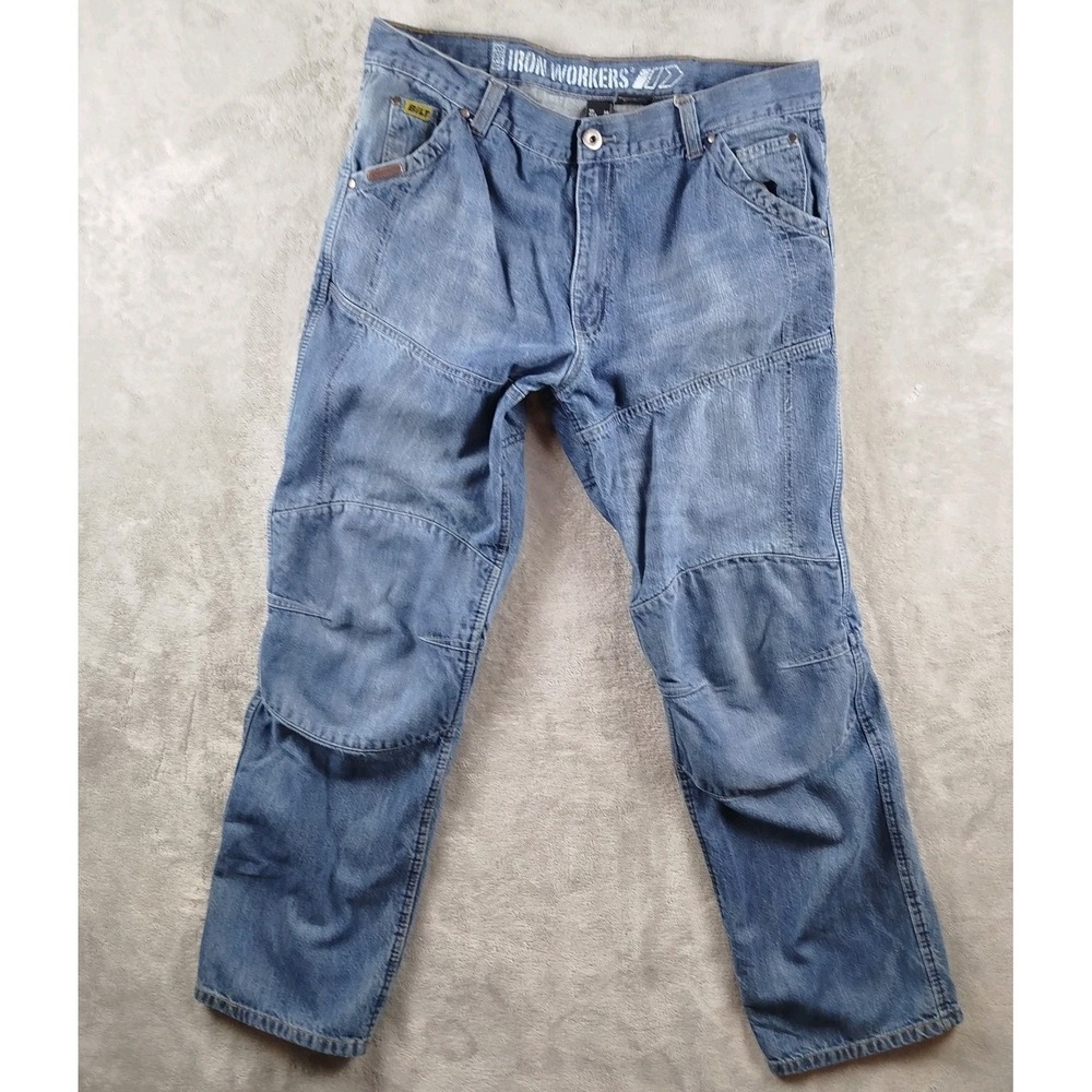 BiLT IRON WORKERS Kevlar Lined Motorcycle Jeans Mens 38x32 Protective Denim EUC‎